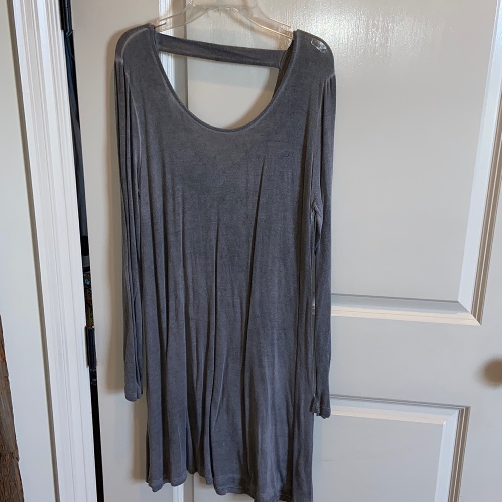 Charcoal gray long sleeve dress. Size large.